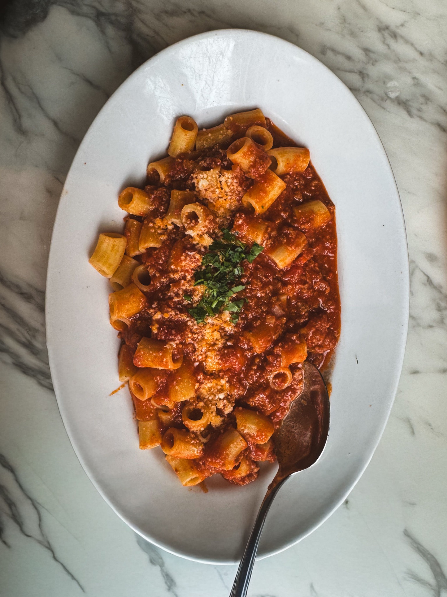 Rigatoni in tomato ragu